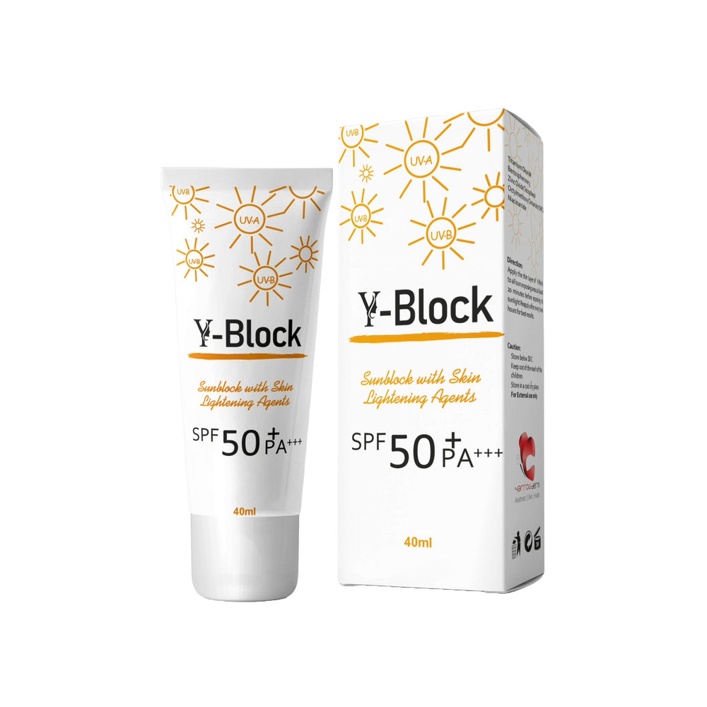 Y-Block Sunblock SPF 50 - Titanium Dioxide, Zinc Oxide & OMC Protection | Saifi Derm Pharma