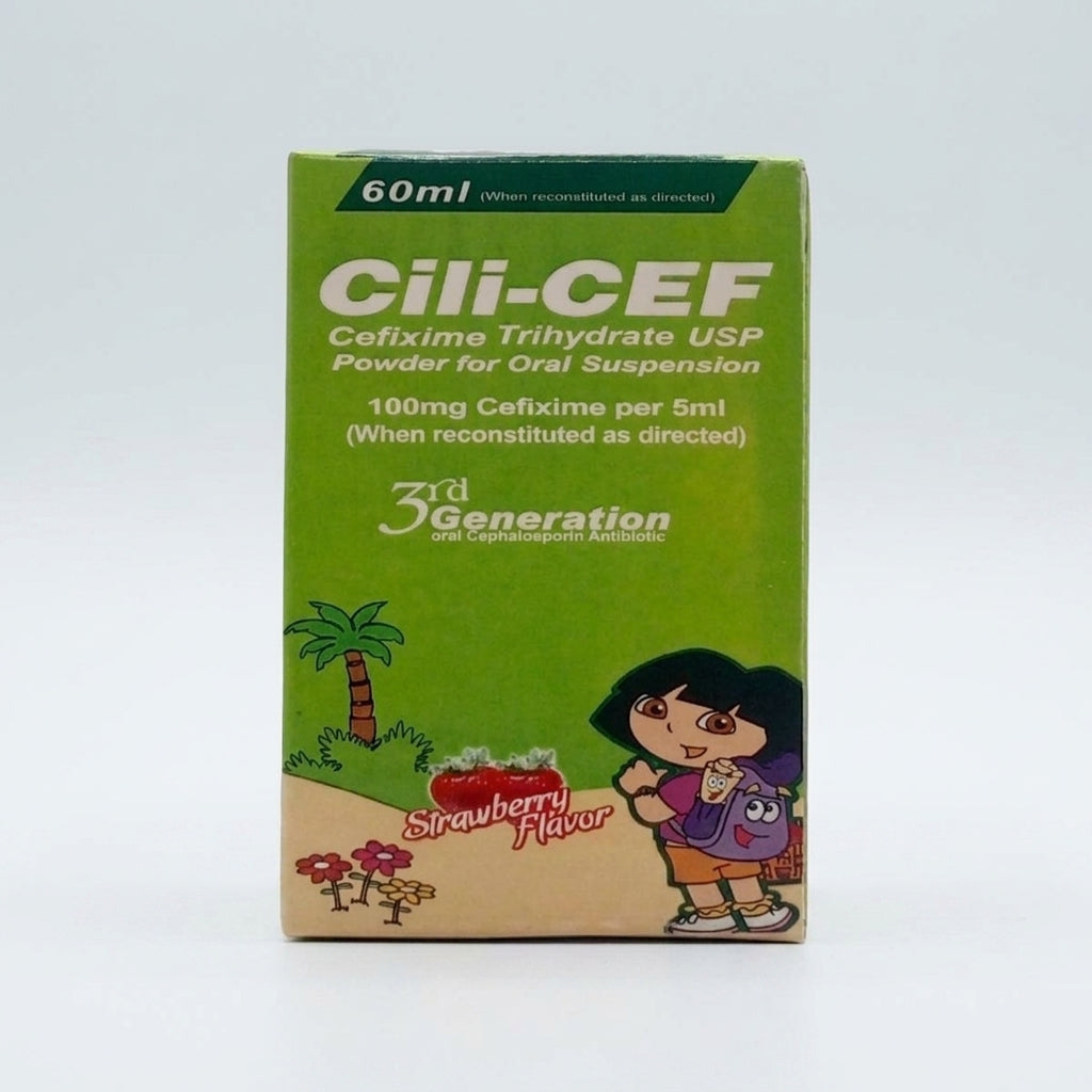 CILI-CEF Suspension 100mg/5ml – Cefixime Antibiotic | Pharma Services - 60MG