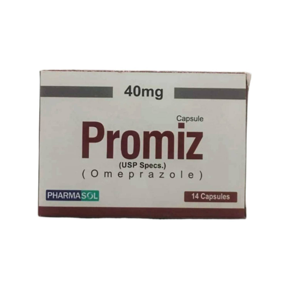 Promiz Capsules (20mg & 40mg) - Advanced Omeprazole Proton Pump Inhibitor Therapy - 40MG