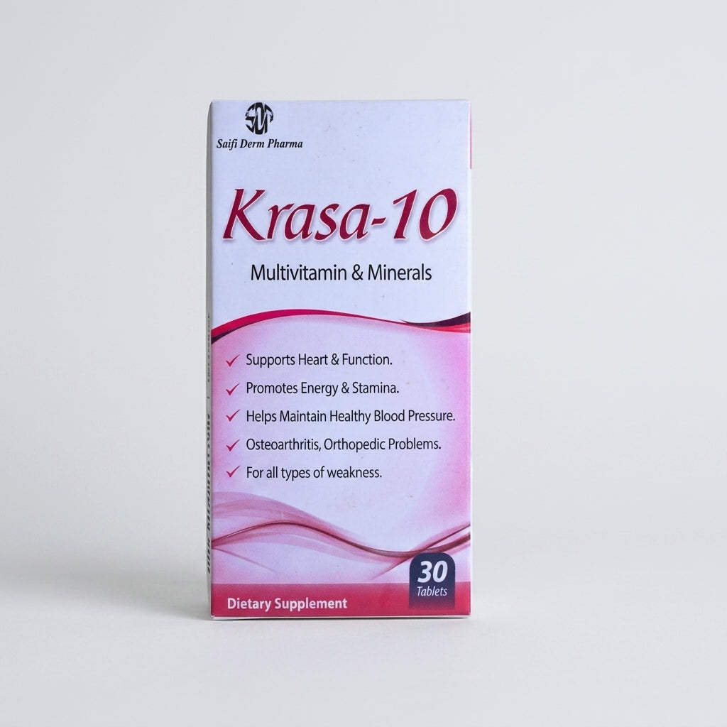 KRASA-10 - Coenzyme Q10 & Omega-3 Multivitamin Supplement | Saifi Derm Pharma