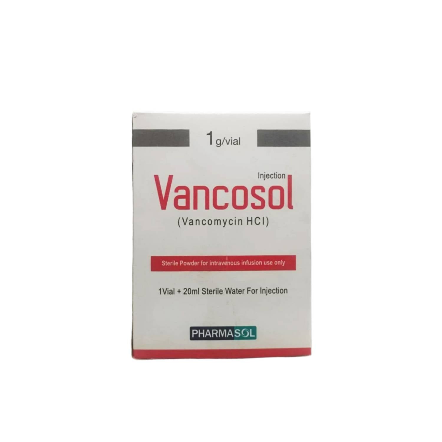 Vancosol Injection (500mg & 1g) - Glycopeptide Antibacterial Therapy for Severe Resistant Infections - 1G