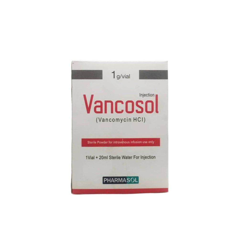 Vancosol Injection (500mg & 1g) - Glycopeptide Antibacterial Therapy for Severe Resistant Infections - 1G