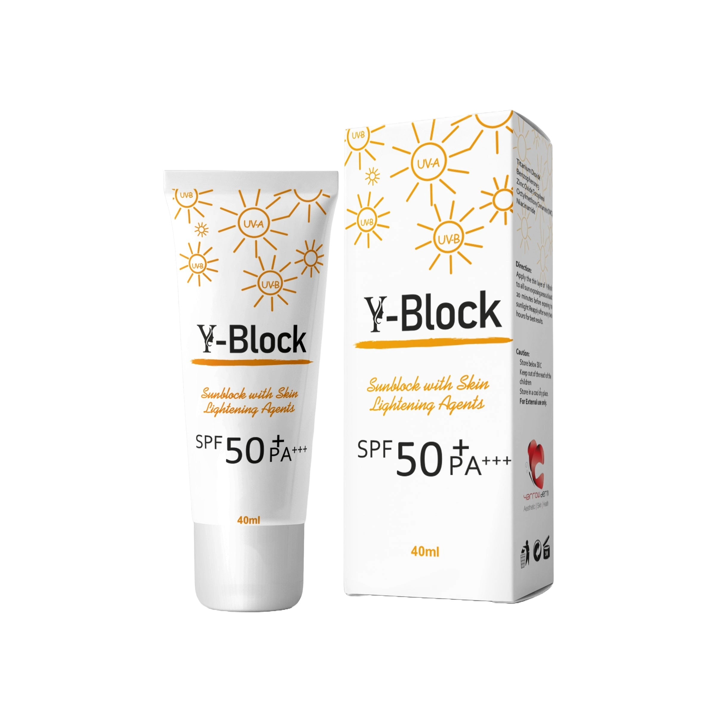 Y-Block Sunblock SPF 50 - Titanium Dioxide, Zinc Oxide & OMC Protection | Saifi Derm Pharma