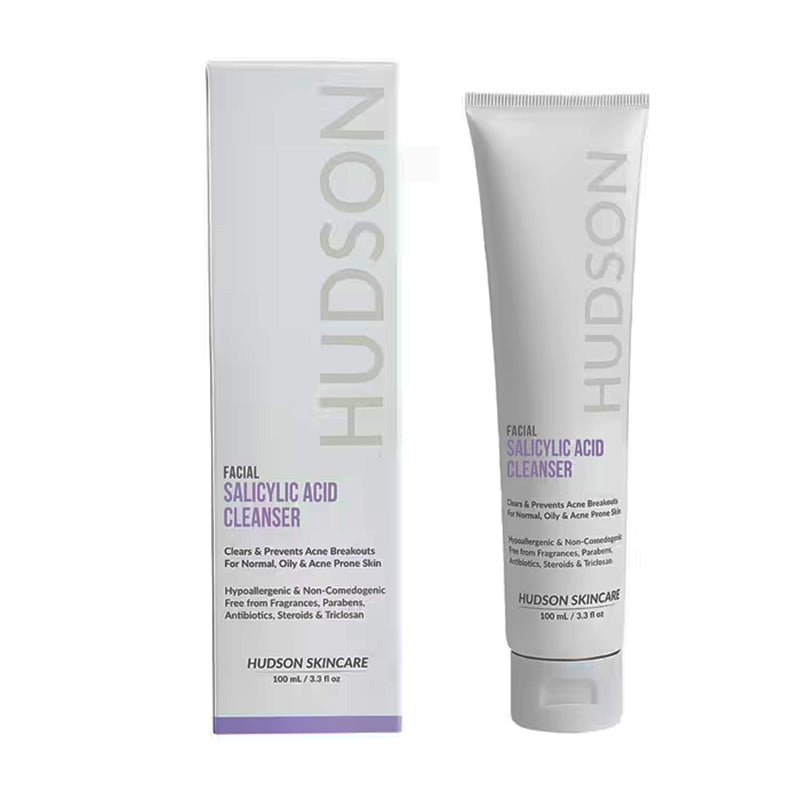 Hudson Facial Salicylic Acid Cleanser 100ml | Clear & Prevent Acne Breakouts for Normal, Oily & Acne-Prone Skin