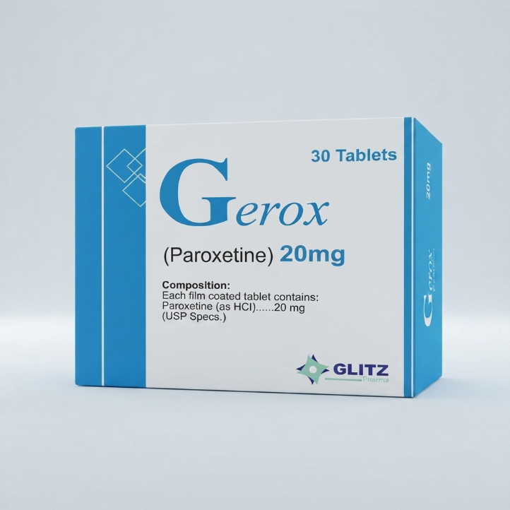 GEROX Tab 20mg (Paroxetine 20mg) Tablets – 30 Tablets | USP Specs