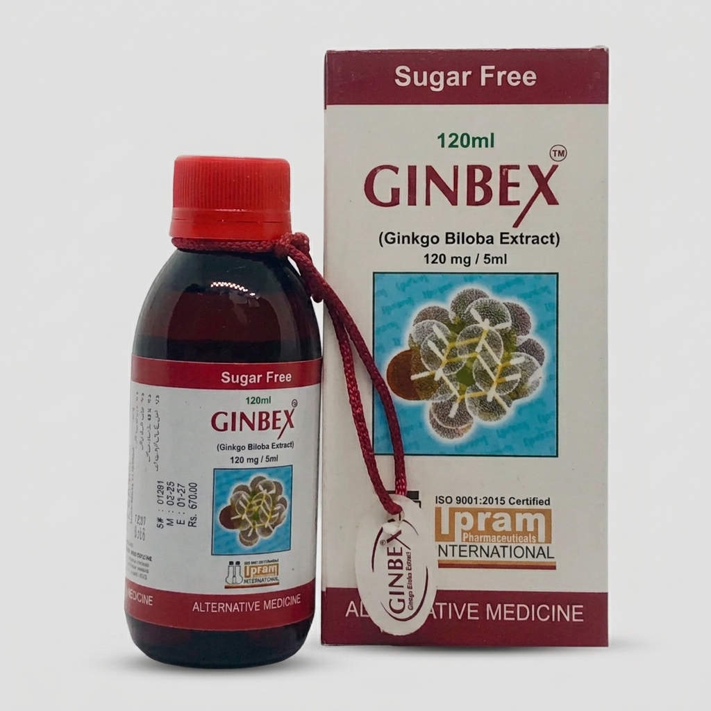 GINBEX Sugar Free Syrup | Ginkgo Biloba 120ml & 240ml for Memory & Cognitive Support | Pharma Services Group