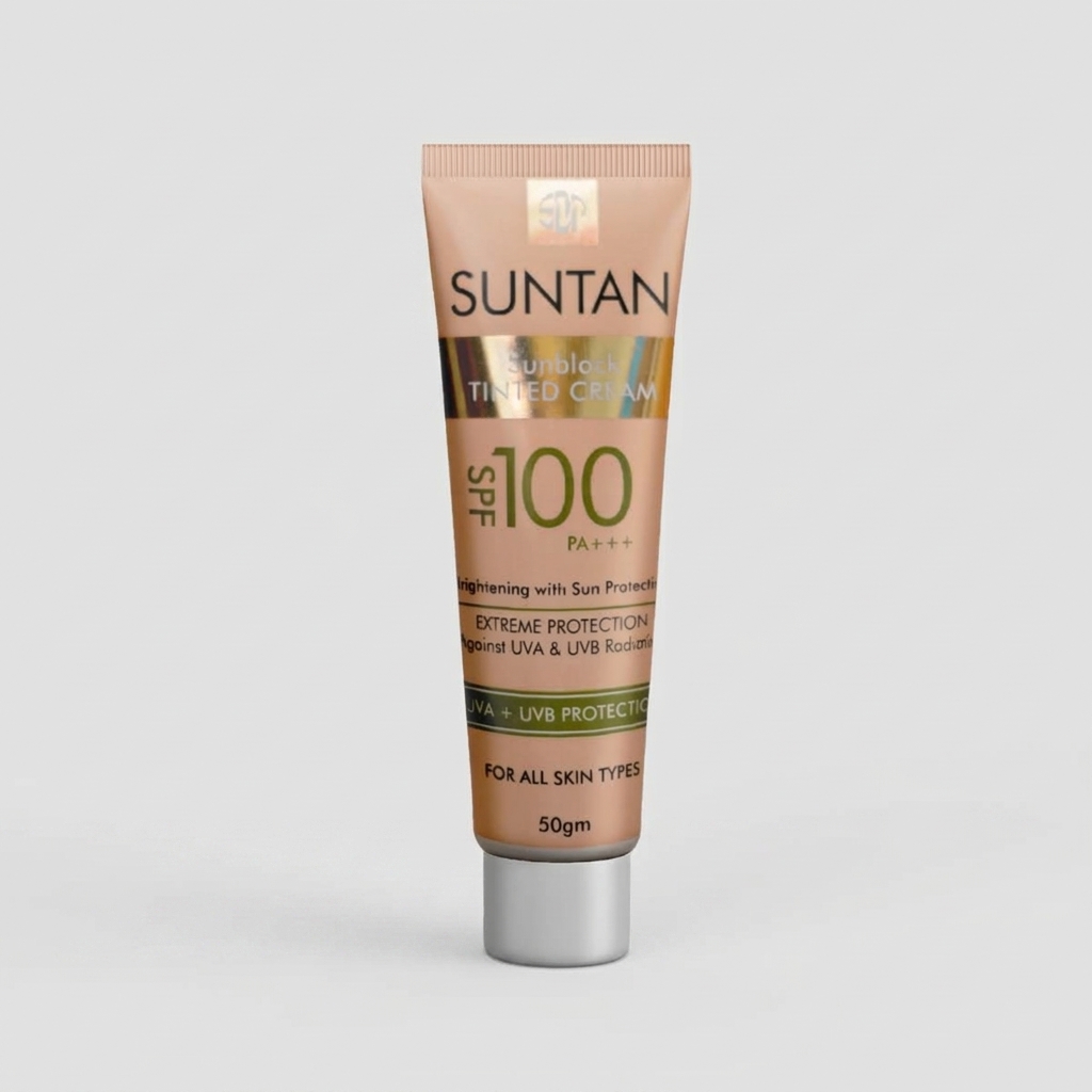 SUNTAN SPF 100 Tinted Sunblock - Maximum UV Defense & Tinted Perfection | Saifi Derm Pharma