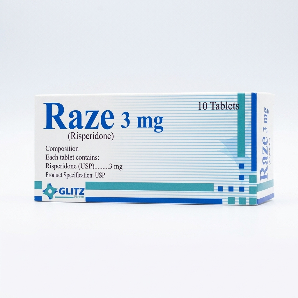 RAZE Tablet 3mg (Risperidone USP) – Uses, Benefits, Dosage, Side Effects | Glitz Pharma