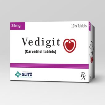 Vedigit 25mg Tablets (Carvedilol) – 10 Tablets